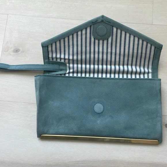 Madewell Eaton blue nubuck leather envelop clutch wristlet - Picture 2 of 7